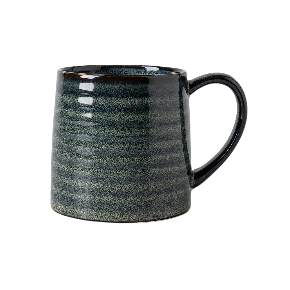 21oz Large Ceramic Coffee Mug Transmutation Glaze with Stripe Pattern