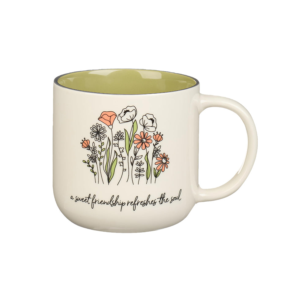 15oz Sage Green Floral Ceramic Coffee Mug