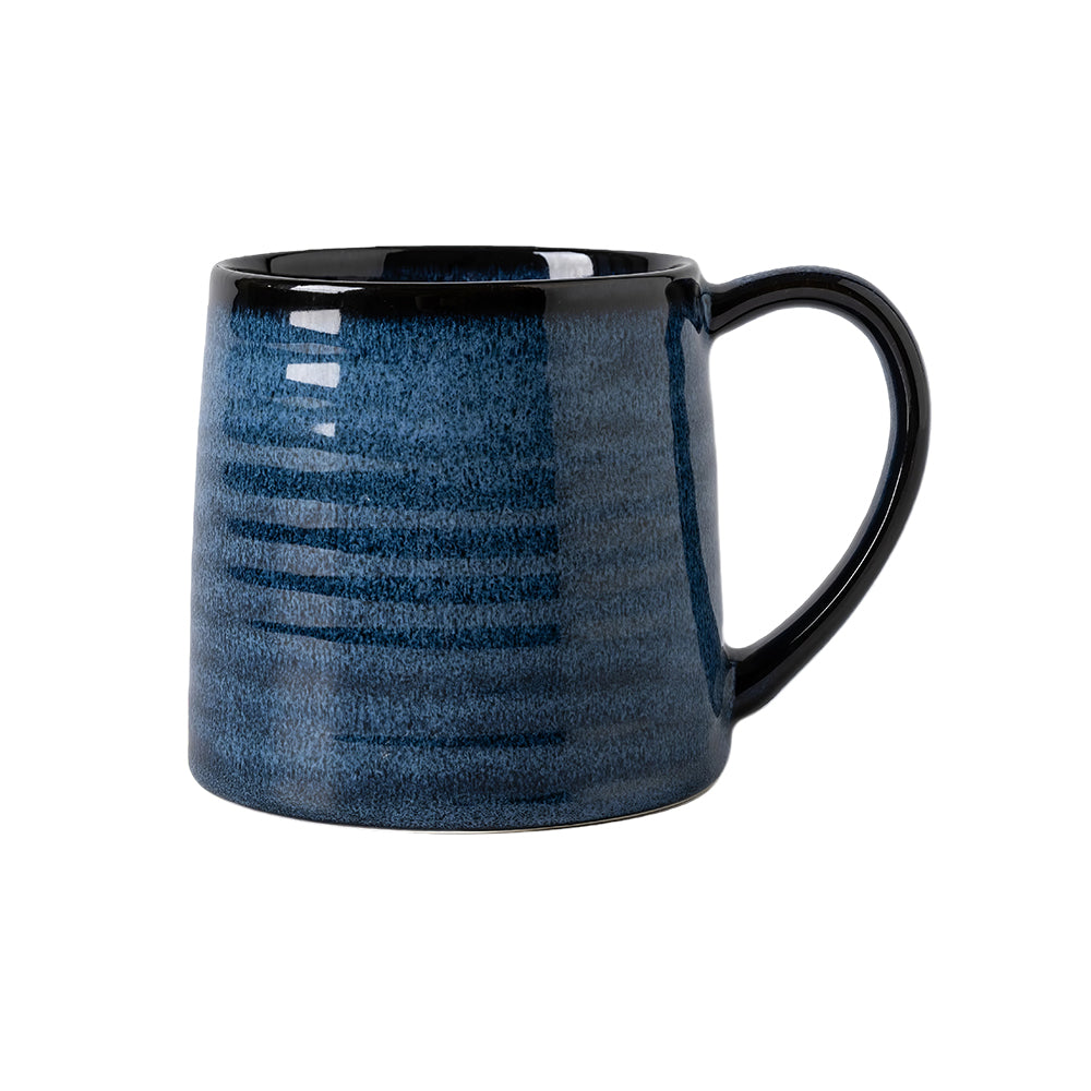 21oz Large Ceramic Coffee Mug Transmutation Glaze with Stripe Pattern