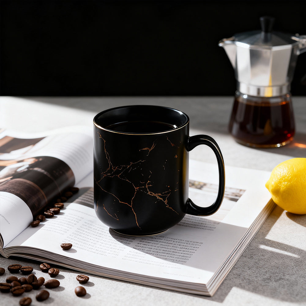 22oz Extra Large Ceramic Coffee Mug Marble Design