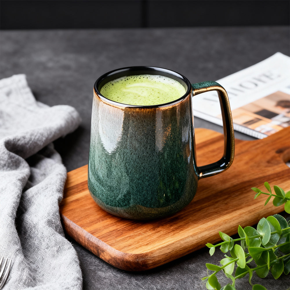 Jumbo 24oz Ceramic Coffee Mug Golden Handle Large Tea Cup for Home and Office