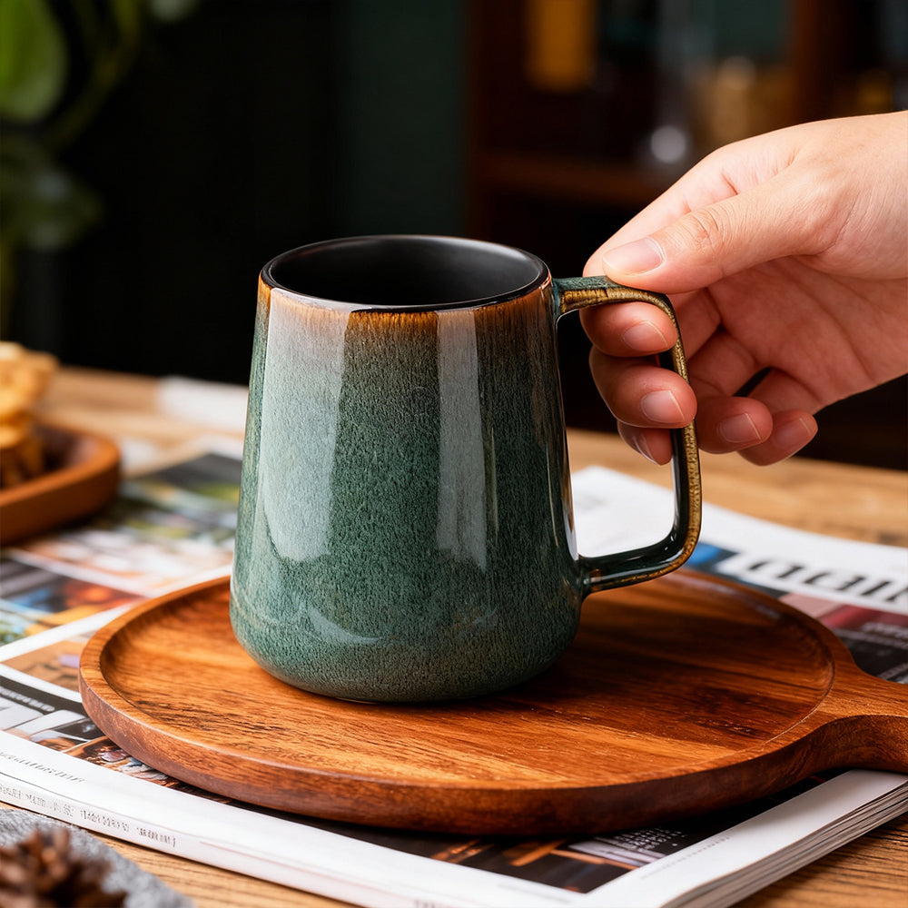 Jumbo 24oz Ceramic Coffee Mug Golden Handle Large Tea Cup for Home and Office