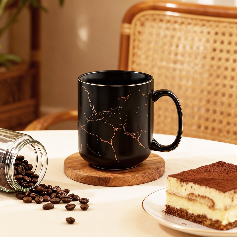 22oz Extra Large Ceramic Coffee Mug Marble Design