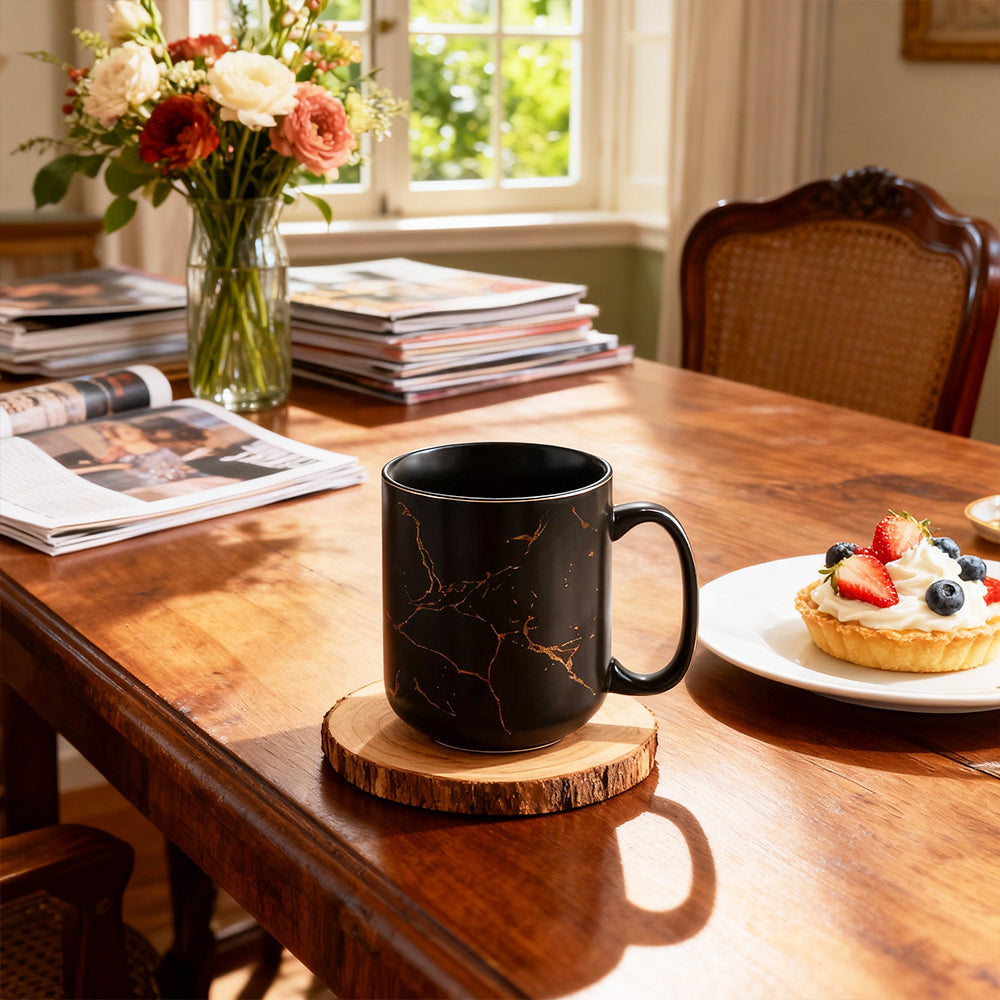 22oz Extra Large Ceramic Coffee Mug Marble Design