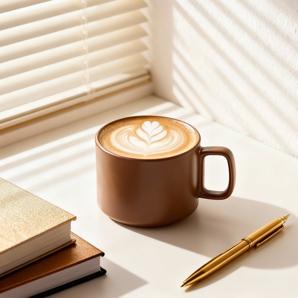 11oz Flat Bottom Ceramic Coffee Mug Tea Cup for Office and Home