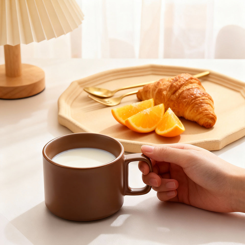 11oz Flat Bottom Ceramic Coffee Mug Tea Cup for Office and Home